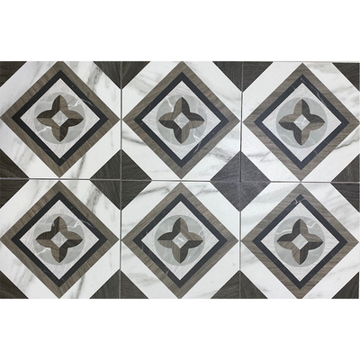 Stately 8X8 Glam #2 Gray Wood And Marble Look Porcelain Tile