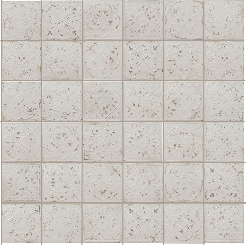 Antiquity 8X8 White Embossed Pattern Tile