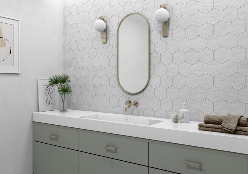 Bonita 5x6 White Hexagon Porcelain Tile