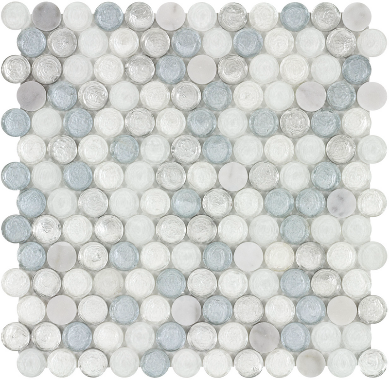 Dazzle 1" Mosaic Pennyround Cool Silver