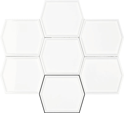 Gem White 5X6 Framed Gloss Hex Tile