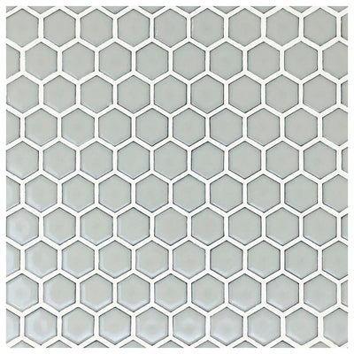 Makai 1" Hexagon Dove Gloss Mosaic Tile