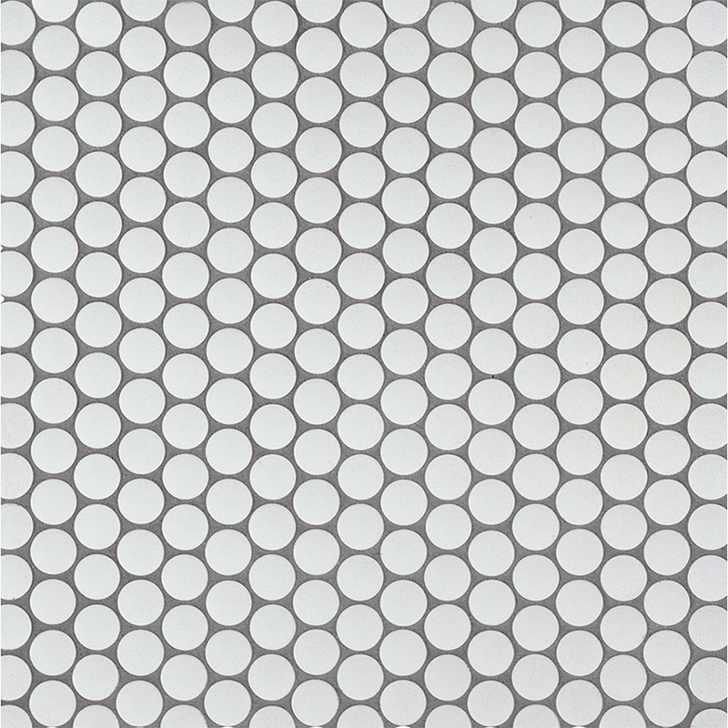 Luxe 3/4" Pennyround Bianco Matte Porcelain Mosaic Tile