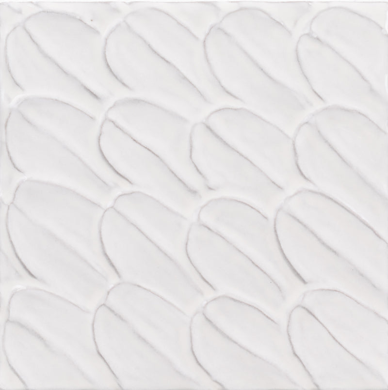 Malibu 6x6 White Topango Glossy Deco Porcelain Wall Tile