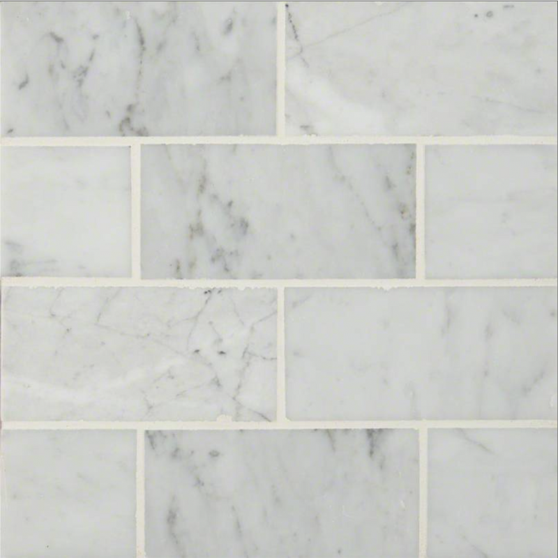 White Carrara 3X6 Polished Marble Tile