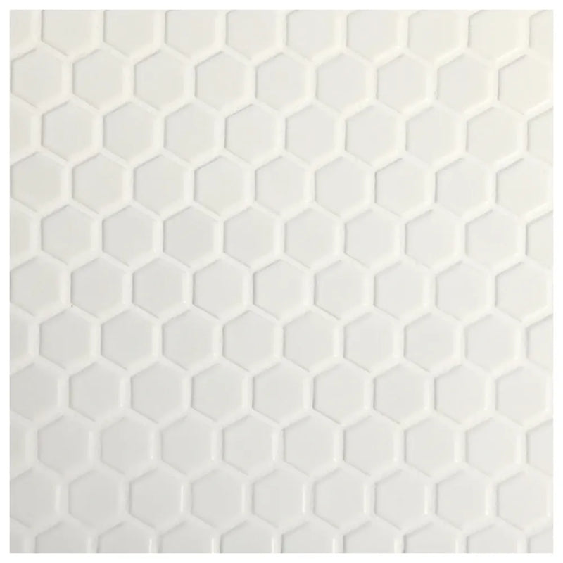 Makai 1" Hexagon White Gloss Mosaic Tile