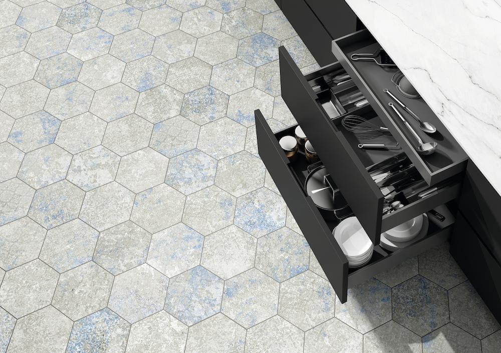 hexagon stylized ceramic tile