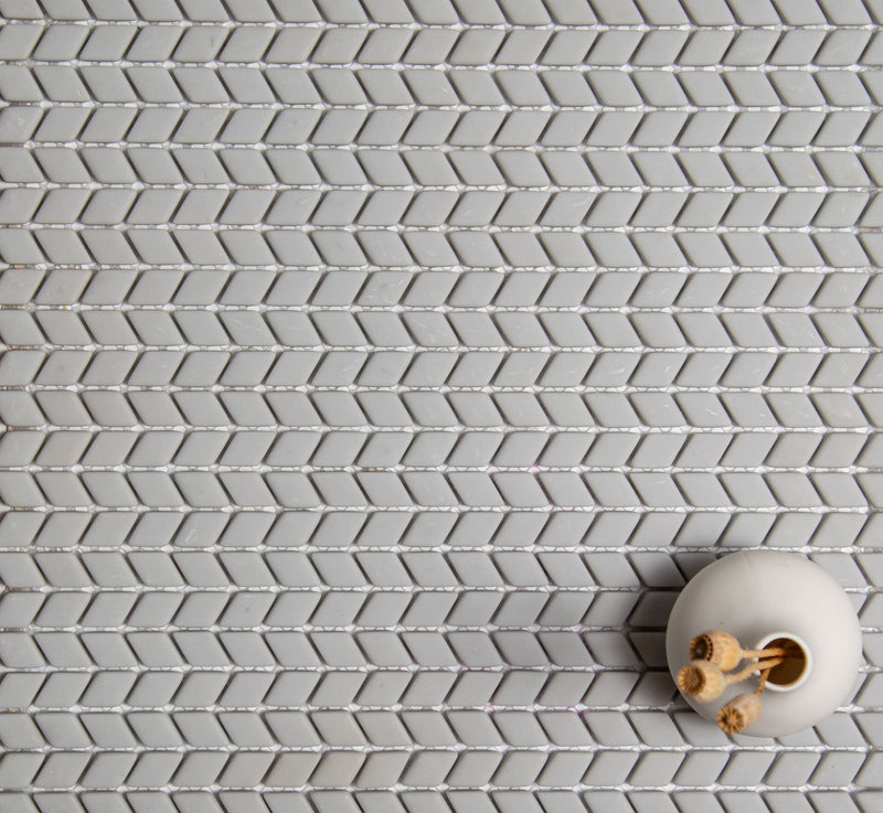 Micro Chevron Frost Glass Mosaic Tile