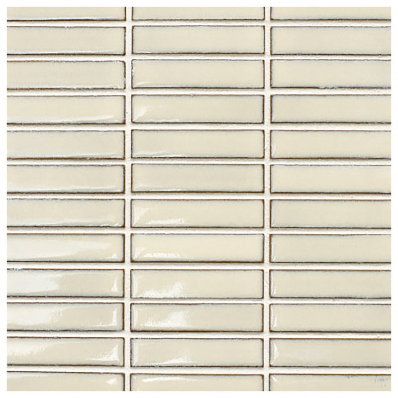 Makai Stacked French Vanilla Gloss Mosaic Tile