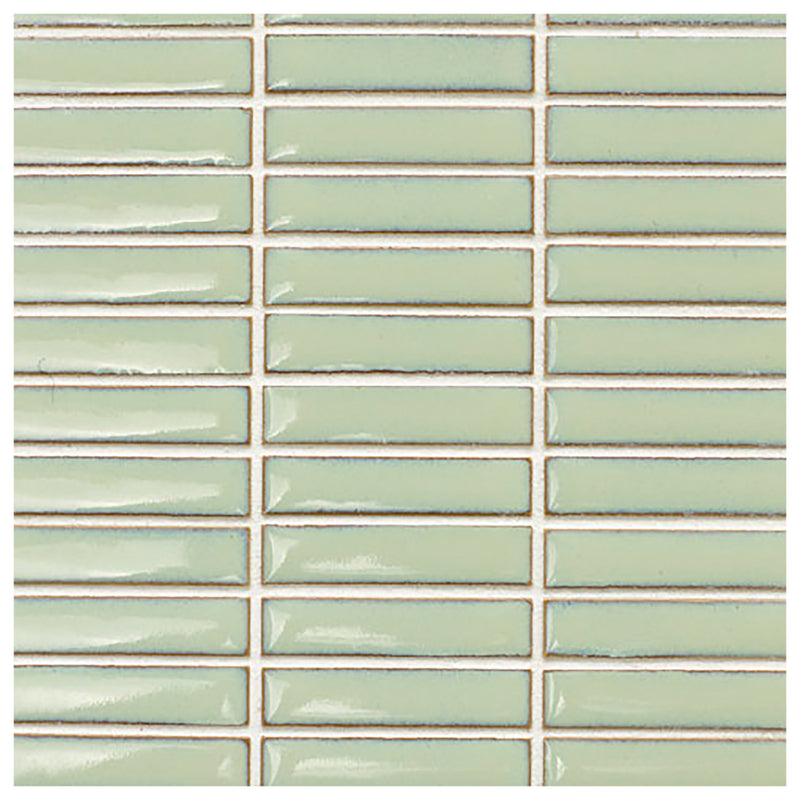 Makai Stacked Jadite Gloss Mosaic Tile