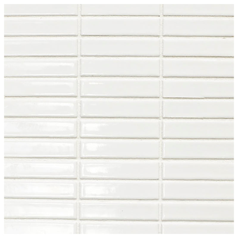 Makai Stacked White Gloss Mosaic Tile