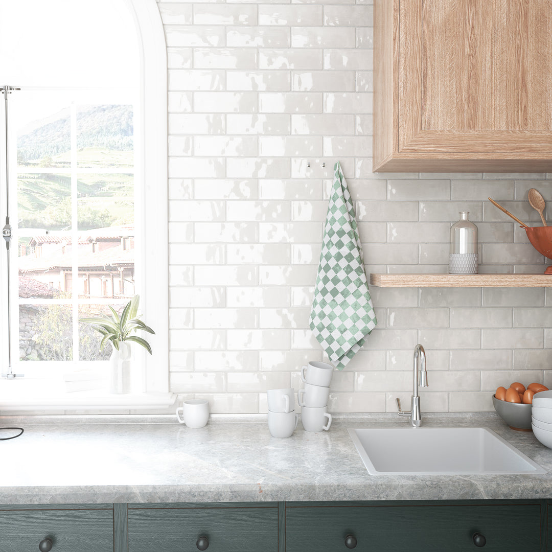 Kai 2.5X8 Cotton White Gloss Subway Tile | Tile Market of Delaware