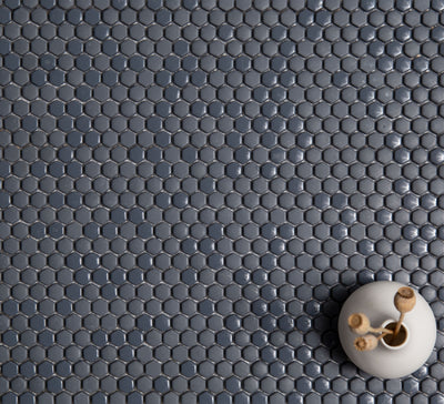 Micro Hex Pebble Glass Mosaic Tile