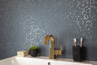 Micro Hex Pebble Glass Mosaic Tile