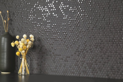 Micro Hex Shadow Glass Mosaic Tile