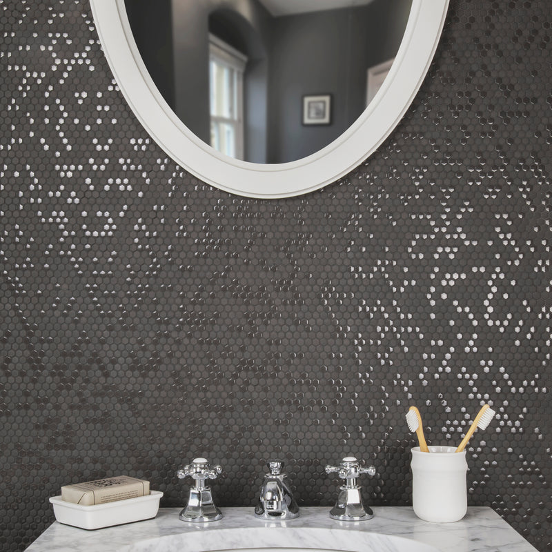 Micro Hex Shadow Glass Mosaic Tile