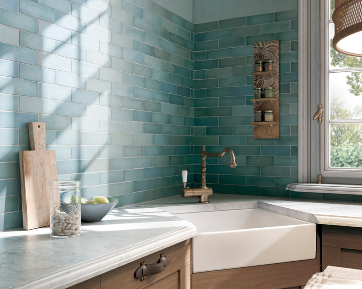 Patina 2.5x8 Turquoise Matte Subway Ceramic Tile | Tile Market of