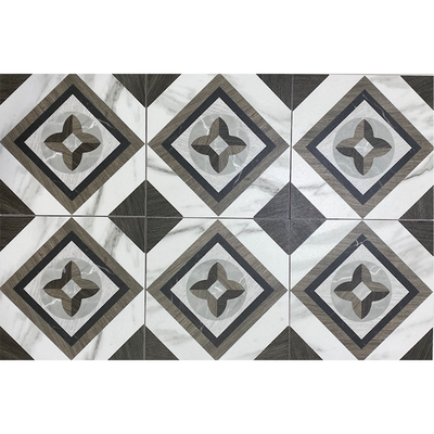 Stately 8x8 Glam #2 Gray Wood And Marble Look Porcelain Tile