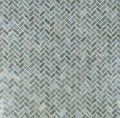 Luxe Allure Water's Edge Herringbone Mosaic Glass Tile