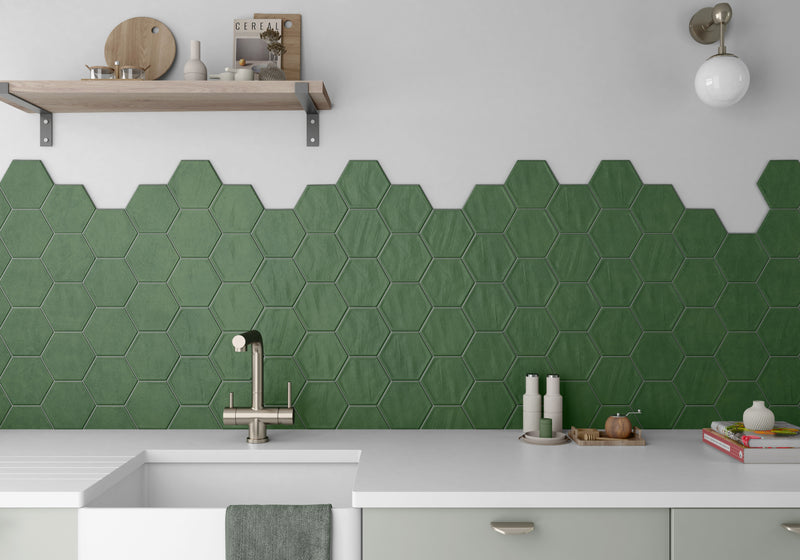 Bonita 5x6 Green Hexagon Porcelain Tile
