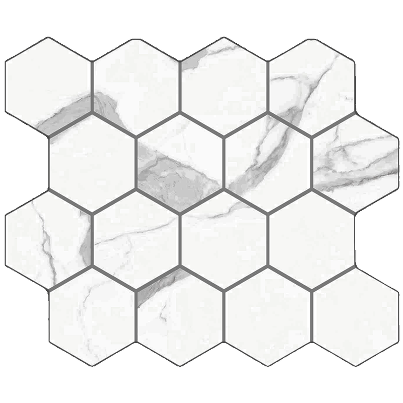 Eternity 3" Hexagon White Mosaic Porcelain Tile