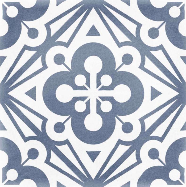 Echo 8x8 Navy Blue Decorative Pattern Tile