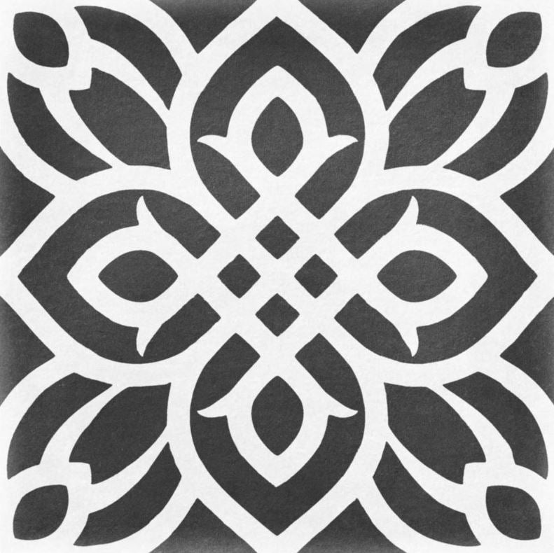 Echo 8x8 Black Decorative Pattern Tile