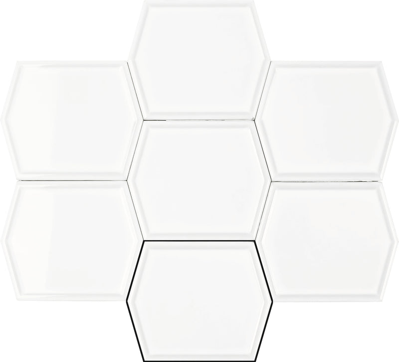 Gem White 5X6 Framed Gloss Hex Tile