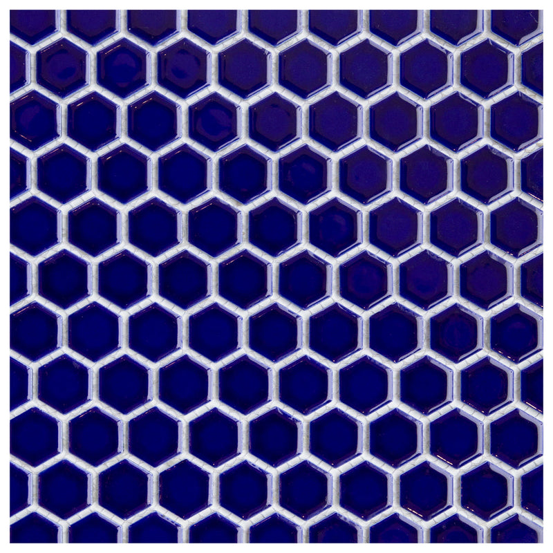 Makai 1" Hexagon Cobalt Gloss Mosaic Tile