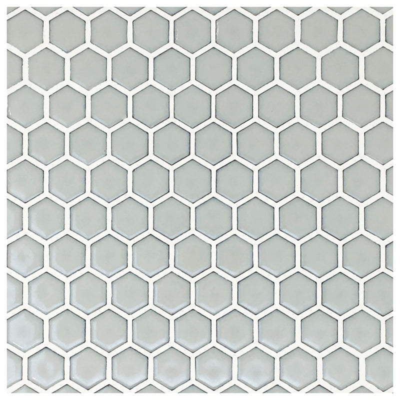 Makai 1" Hexagon Dove Gloss Mosaic Tile