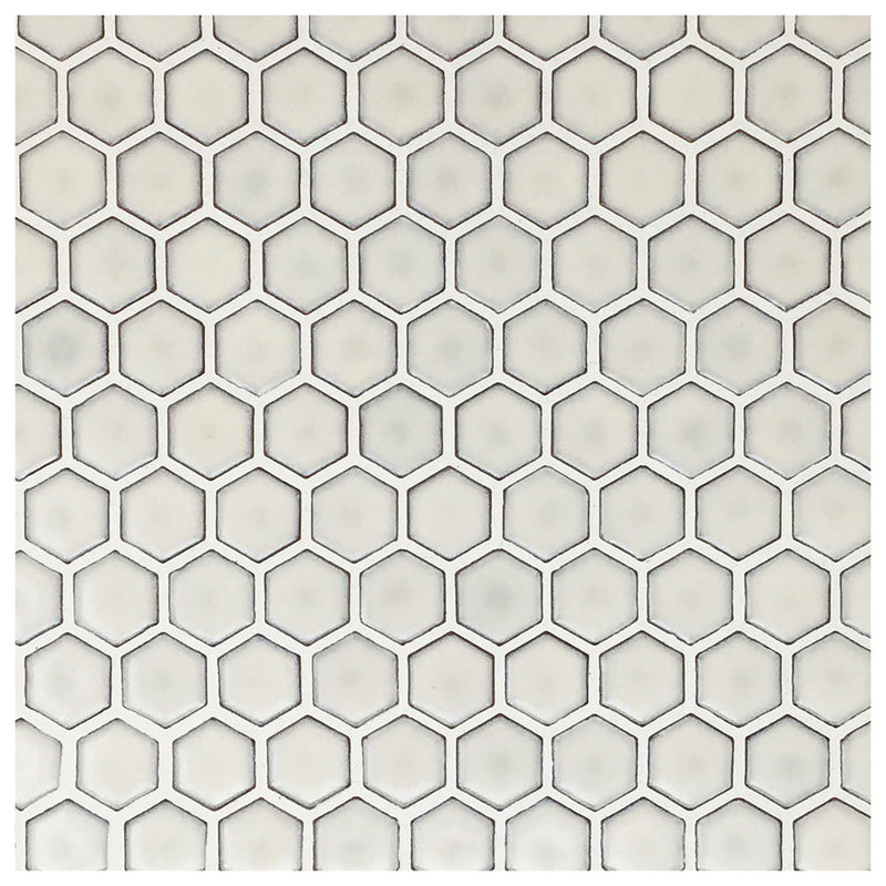 Makai 1" Hexagon French Vanilla Gloss Mosaic Tile