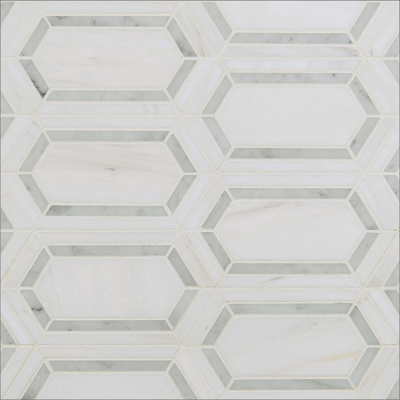 Luxe Marble White & Gray Picket Polished Natural Stone Tile