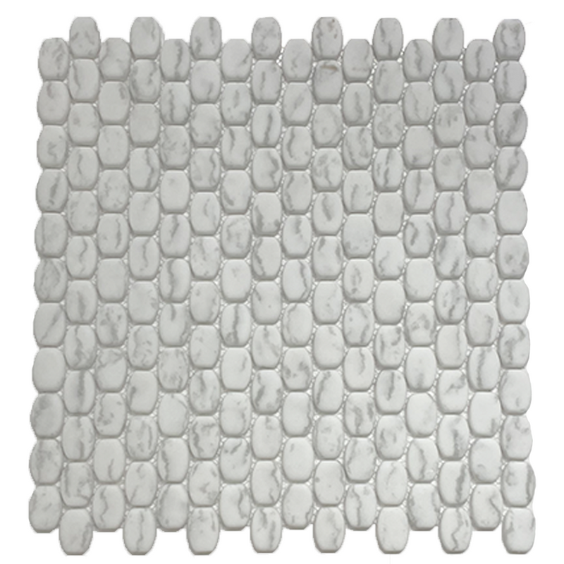 Luxe Barrell Carrara Matte Glass Mosaic Tile