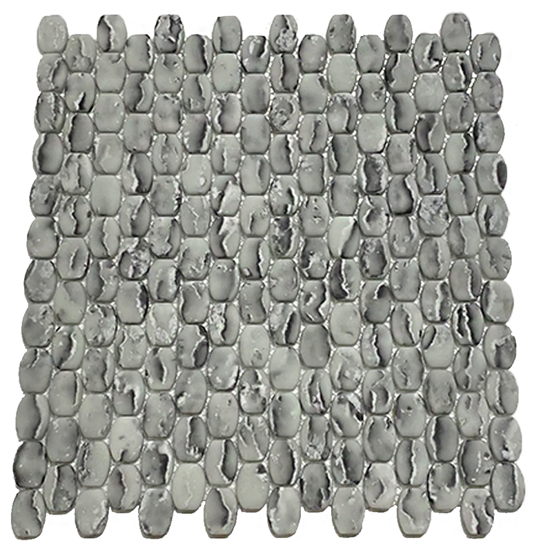 Luxe Barrell Grey Matte Glass Mosaic Tile