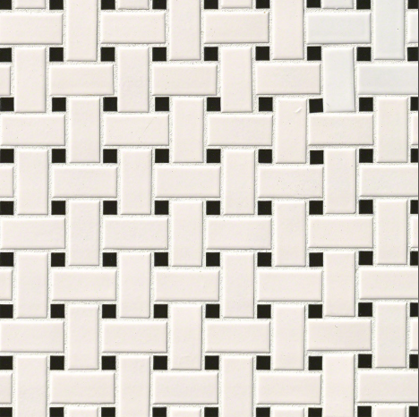 Luxe Basketweave Black & White Matte Ceramic Tile