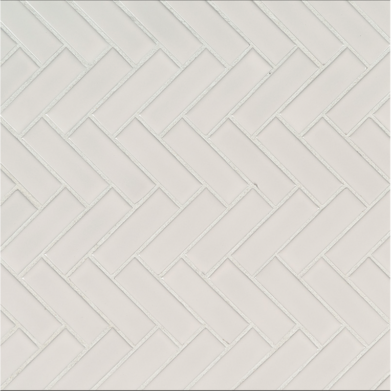 Luxe Herringbone White 1X3 Gloss Porcelain Mosaic Tile