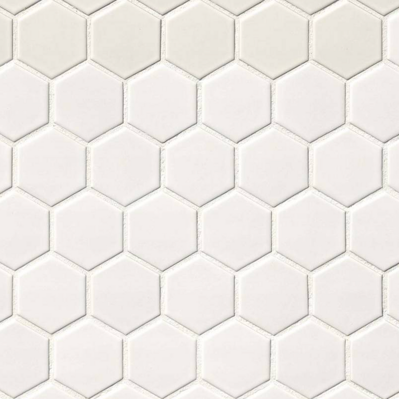 Luxe Hex 1 1/2" Arctic White Matte Ceramic Tile