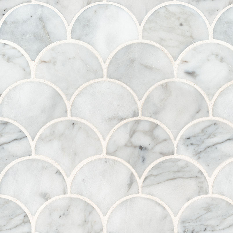 Luxe Scale Calacatta Blanco Natural Stone Mosaic Tile
