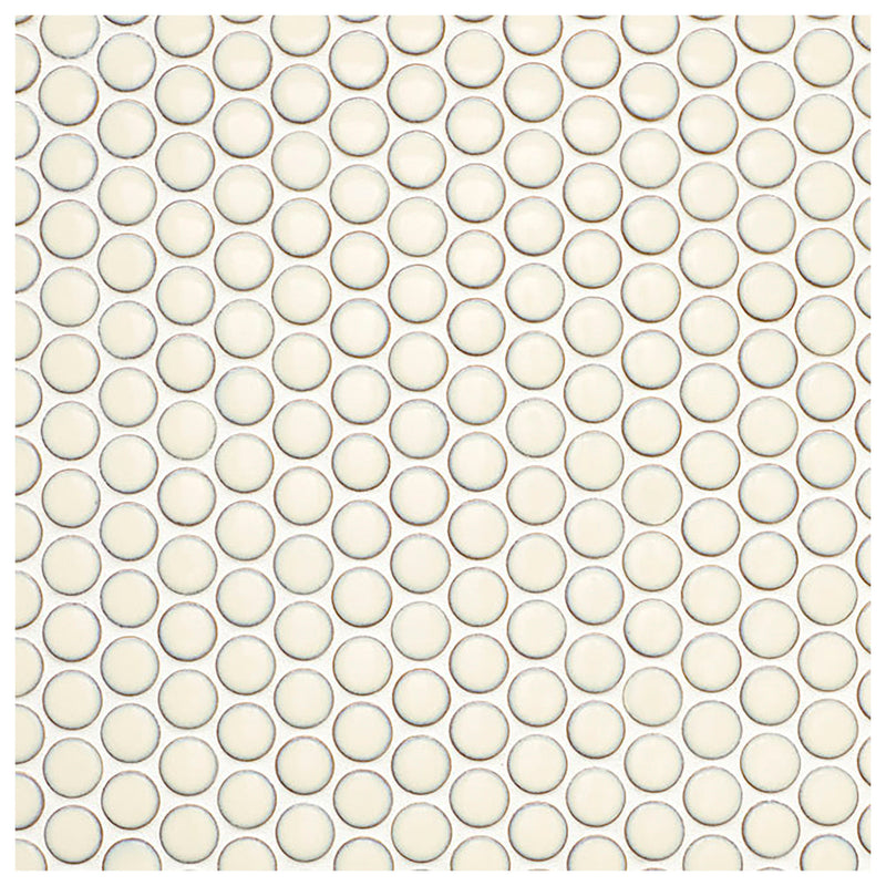 Makai 3/4" Pennyround French Vanilla Gloss Mosaic Tile