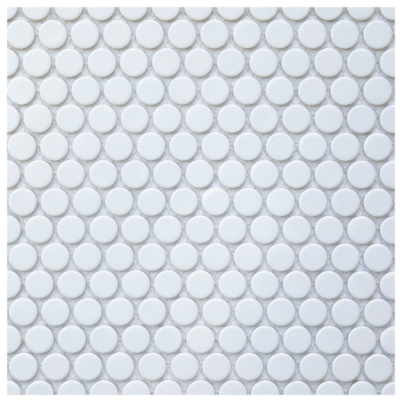 Makai 3/4" Pennyround White Gloss Mosaic Tile