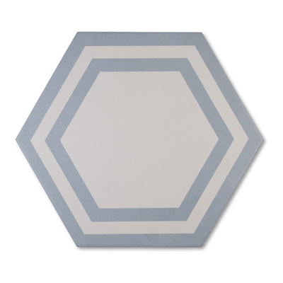 Solid Hex 8X9 Hexagon Azure Blue Deco Pattern Porcelain Tile