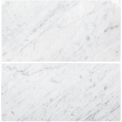 White Carrara 6X12 Polished Marble Tile